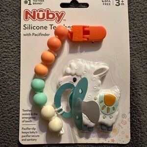 Nuby Silicone Teether with Pacifinder - Orange, Mint, White